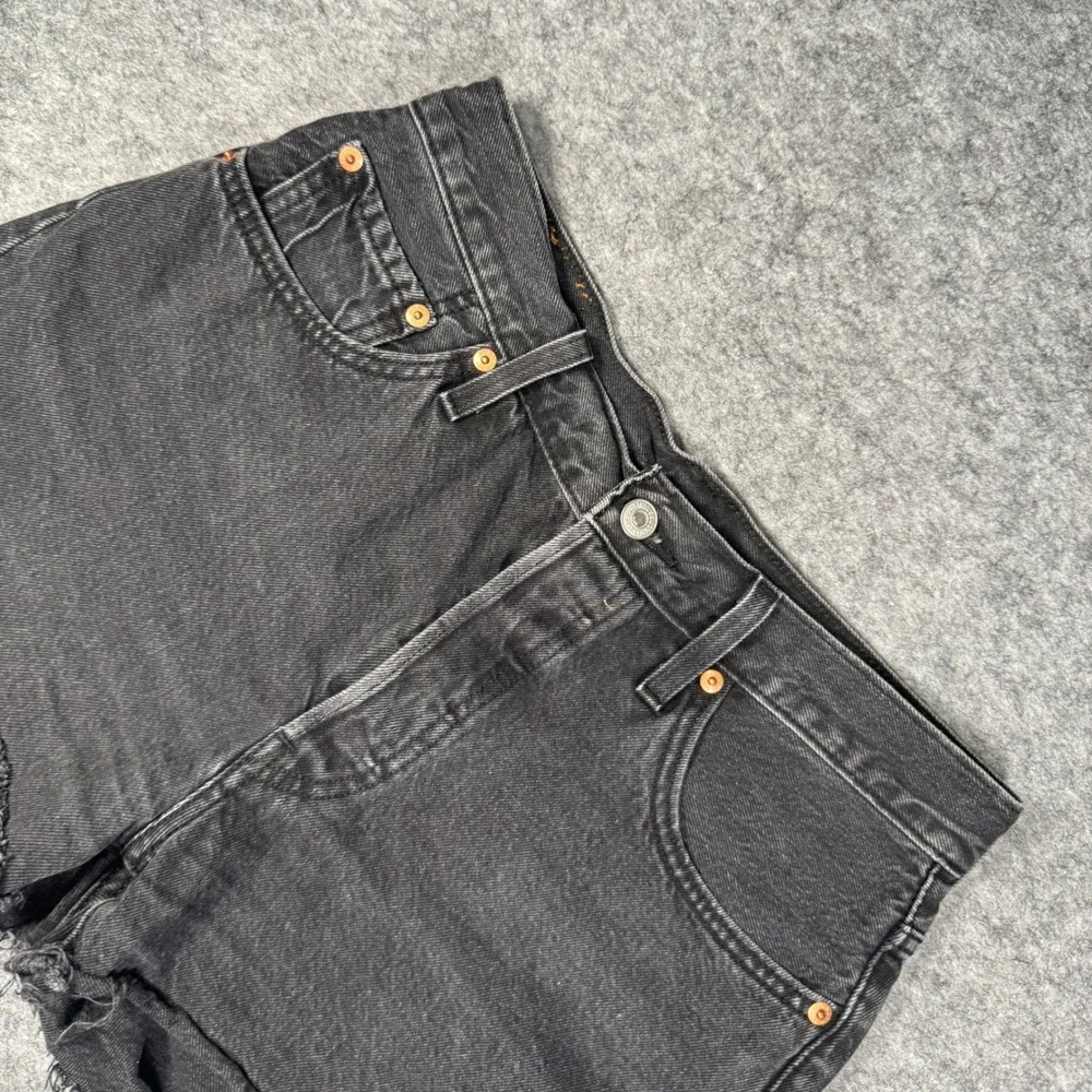 Levis 501 Original Cutoff Denim Shorts Black High Rise W28‎ Festival Grunge
